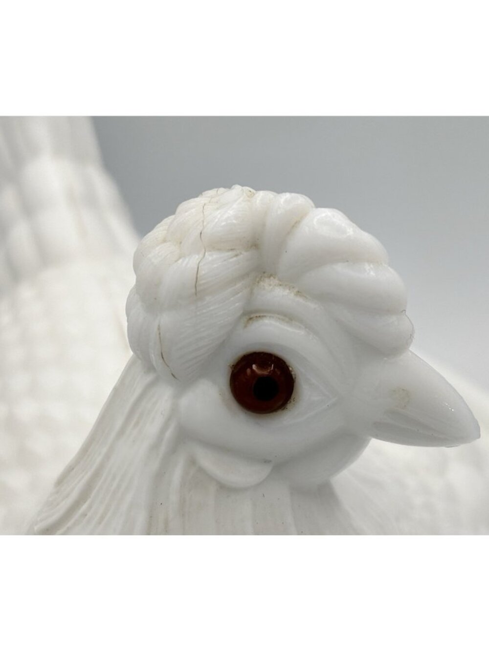 Vintage Milk Glass Hen on Nest 7” Split Tail Glass Eyes *Replacement Eye* - Picture 3 of 10